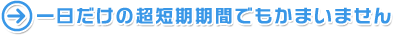 一日だけの超短期期間でもかまいません